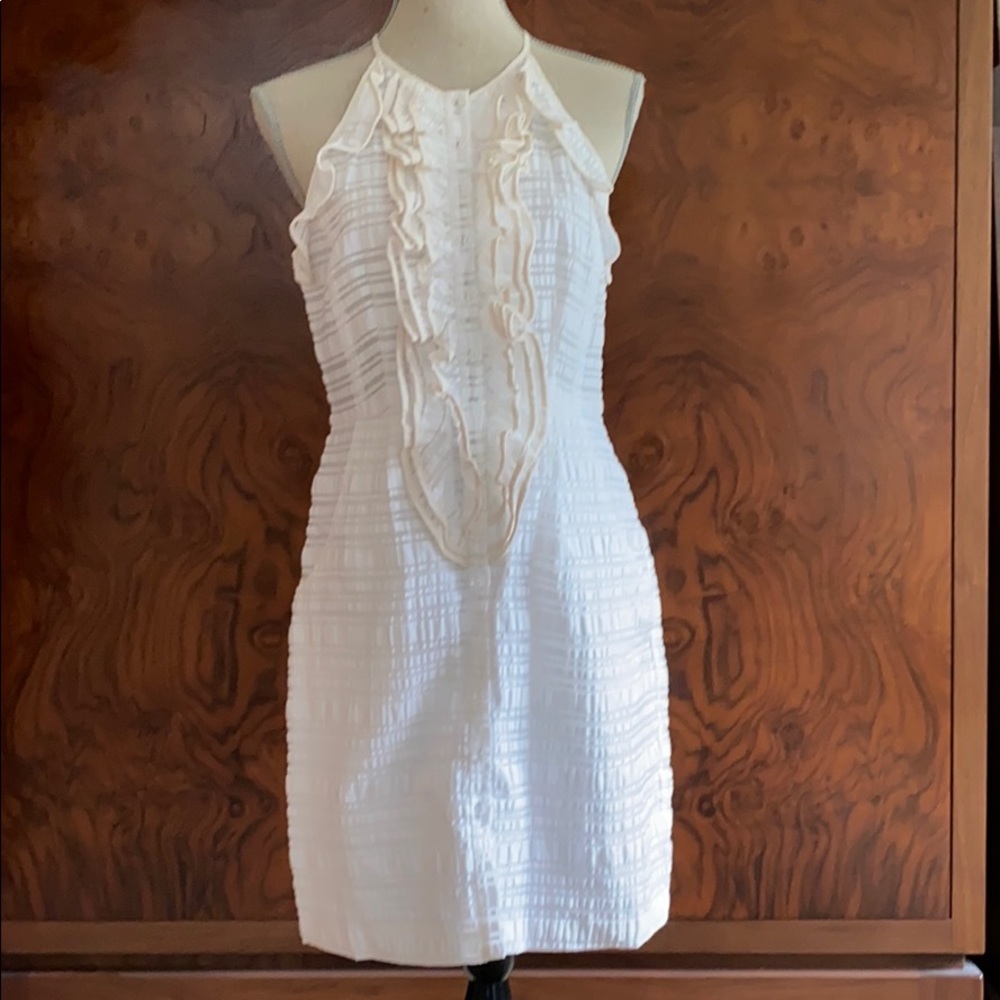 Sleeveless White Nanette Lepore Ruffled Dress